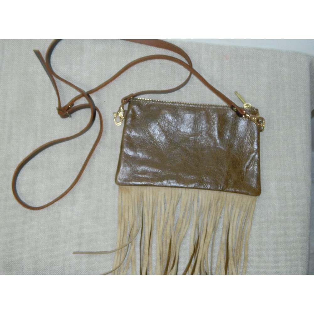 Crossbody Purse Bag Brown Zebra Cow Calf Hair Leather Fringe Crossbody USA - Picture 6 of 9